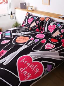 Makeup Print Duvet Cover Set Without Filler
