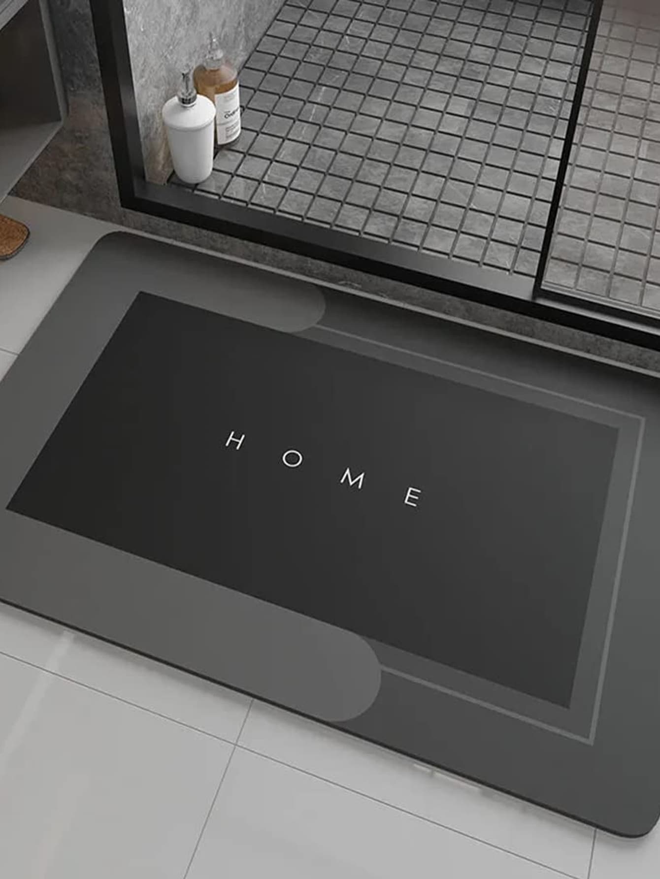 1 件字母图案防滑浴室地毯入口装饰浴室厨房装饰 - 彩色 - 查看 1