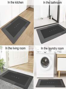 1 件字母图案防滑浴室地毯入口装饰浴室厨房装饰 - 彩色 - 查看 3