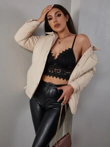 Eilly Bazar Solid Button Up Padded Coat - Apricot - View 1