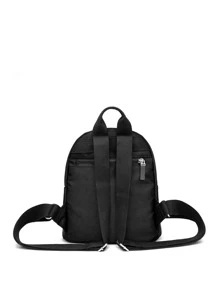 Mochila funcional, impermeable y portátil con parches de letras decorativos, perfecta para adolescentes, mujeres universitarias, trabajadores de cuello blanco. Ideal para la universidad, el trabajo, los negocios, el transporte. Mochila pequeña, ligera y duradera. Mochila mini para volver al colegio y viajar. Mochila escolar, útiles escolares, impermeable, ligera, bonita. Adecuada para adolescentes, mujeres universitarias, principiantes y trabajadores de cuello blanco. Perfecta para volver al colegio, la universidad, la oficina, las vacaciones y la playa
