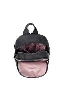 Mochila funcional, impermeable y portátil con parches de letras decorativos, perfecta para adolescentes, mujeres universitarias, trabajadores de cuello blanco. Ideal para la universidad, el trabajo, los negocios, el transporte. Mochila pequeña, ligera y duradera. Mochila mini para volver al colegio y viajar. Mochila escolar, útiles escolares, impermeable, ligera, bonita. Adecuada para adolescentes, mujeres universitarias, principiantes y trabajadores de cuello blanco. Perfecta para volver al colegio, la universidad, la oficina, las vacaciones y la playa