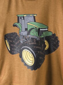 SHEIN Toddler Boys Car Print Tee - Brown - View 5