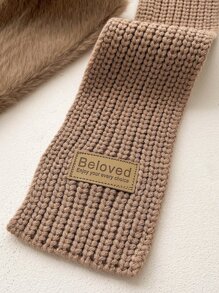 1 chiếc khăn quàng cổ len ấm áp màu trơn cổ điển dành cho nữ - màu nâu - Xem 5