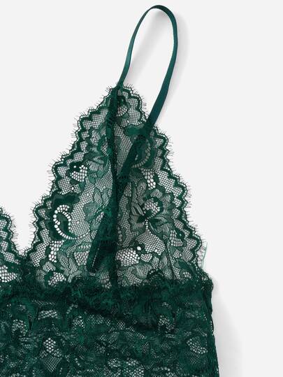 4pack Contrast Kanten Mesh Lingerie Set Robe Belt view 3