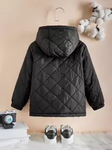 SHEIN 男童拉鍊帽毛絨夾棉外套