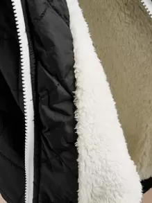 SHEIN 男童拉鍊帽毛絨夾棉外套