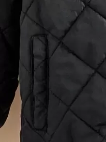 SHEIN 男童拉鍊帽毛絨夾棉外套