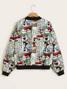 SHEIN LUNE Plus Pop Art Print Bomber Jacket - Multicolor - View 2
