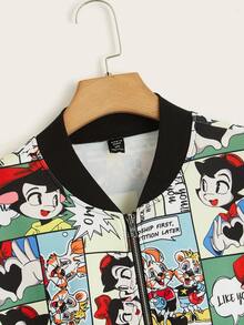 SHEIN LUNE Plus Pop Art Print Bomber Jacket - Multicolor - View 3