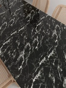 1 卷 PVC 粘性厨房贴纸,大理石纹防水防油墙面翻新厨房贴纸,贴纸,墙贴花,乙烯基贴花,用于家庭装饰,春季装饰品让您的家焕然一新,拉玛装饰贴纸礼物生日毕业 - 黑與白 - 查看 3