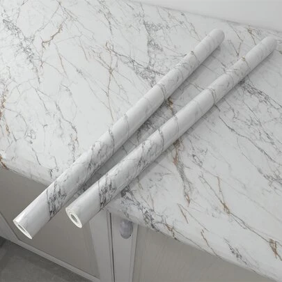 1roll Marble Print Waterproof Kitchen Sticker, Waterproof Washable Peel And Stick Contact Paper, Grey Granite Countertop Paper, Renovation Wallpaper For Home Decor, Stickers, Wall Decal, Vinyl Decal For Home Decorations, Spring Decoration Items Refresh Your Home, Rama Decoration Stickers Gifts Birthday Graduation
