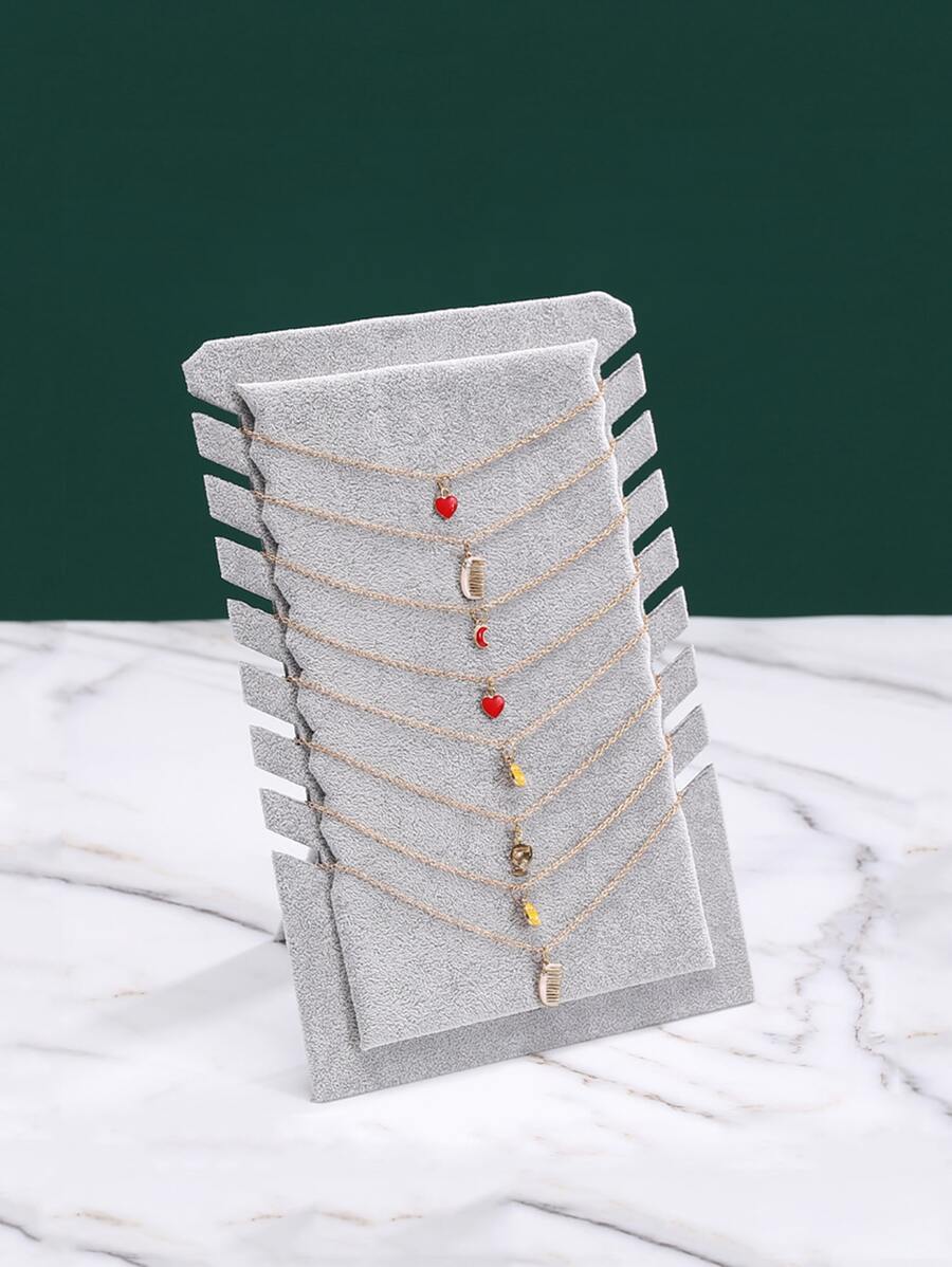 1pc Foldable Necklace Storage Rack - Grey - View 1