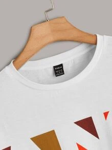 Mulvari Áo thun nữ Hình học Giải trí - trắng - Xem 3