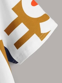 Mulvari Áo thun nữ Hình học Giải trí - trắng - Xem 4