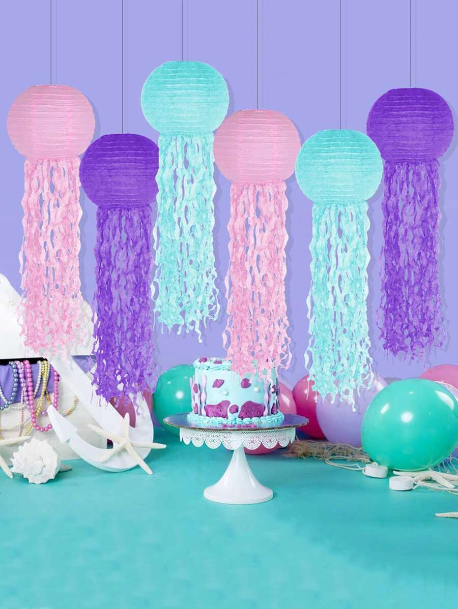 3pcs Jellyfish Design Paper Lantern, Colorful Hanging Decoration For Party Decor - Multicolor - View 1