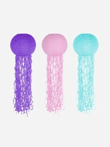 3pcs Jellyfish Design Paper Lantern, Colorful Hanging Decoration For Party Decor - Multicolor - View 2