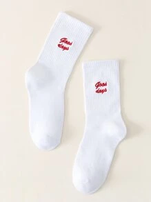 Men Letter Graphic Crew Socks - Nhiều màu - Xem 2