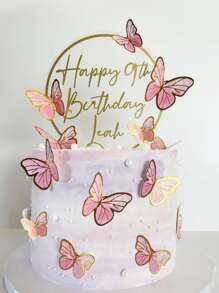 55pcs Pink Butterfly Cake Toppers For Birthday, Anniversary, Wedding, Bridal Shower - Pink - View 5