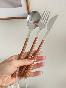 3 件套不锈钢餐具套装学校用品、圣诞礼物 - 彩色 - 查看 1