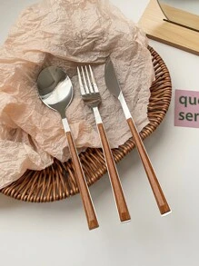 3 件套不锈钢餐具套装学校用品、圣诞礼物 - 彩色 - 查看 2