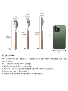 3 件套不锈钢餐具套装学校用品、圣诞礼物 - 彩色 - 查看 3