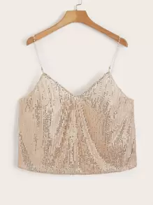 SHEIN Essnce Plus Sequins Cami Top - Champagne - View 1