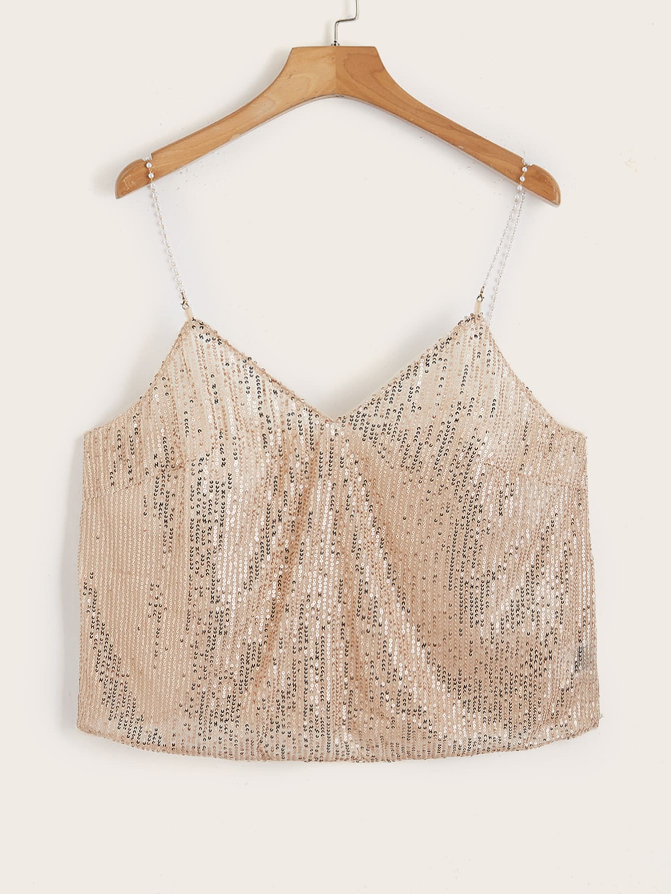 SHEIN Essnce Plus Sequins Cami Top - Champagne - View 1