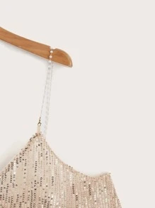 SHEIN Essnce Plus Sequins Cami Top - Champagne - View 3