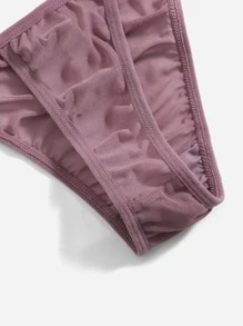 3 set quần lót ren hoa kèm áo choàng có thắt lưng, bộ đồ lót - Màu tím - Xem 3