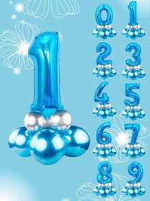9 件套数字形状气球，金属装饰气球，适合生日派对、返校情人节 - 彩色 - 查看 1