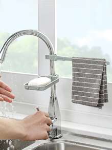 1pc Faucet Cleaning Rag Drain Rack - Blue - View 5