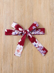 SHEIN Girls' Long Sleeve Floral Dress With Gathered Waist And A-Line, New Arrival For Autumn And Winter, Perfect For A  Vacation - Red - View 5