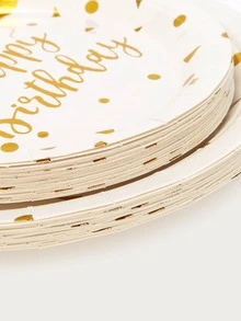 10入組金屬質感小氣球和字母圖案一次性盤子 - 彩色 - 查看 2