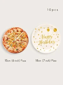 10入組金屬質感小氣球和字母圖案一次性盤子 - 彩色 - 查看 3