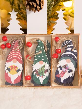 9入組聖誕小矮人形狀掛飾