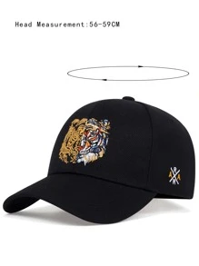 Gorra de béisbol bordada con tigre para hombre, estilo callejero - Negro - Ver 3