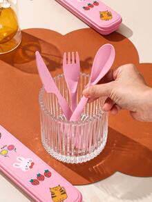 3入組便攜餐具套裝帶收納盒和貼紙 - 彩色 - 查看 4
