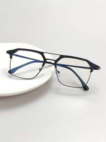 Men Geo Frame Eyeglasses - Black - View 1