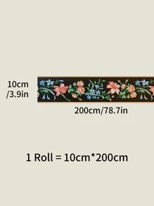 1卷2m / 78.7寸玫瑰葉藤花卉圖案浪漫特殊設計踢腳線貼紙，地板密封貼紙，自粘式地板踢腳線貼紙，PVC材料腰線貼紙，極簡現代風格牆貼，家居裝飾，裝修踢腳線，臥室裝飾，浴室裝飾，防塵房間裝飾物，裝飾美化幸福牆藝術貼紙，辦公室裝飾，學校裝飾，保護牆壁邊緣的家居改善材料，各種顏色和尺寸供選擇 - 彩色 - 查看 4