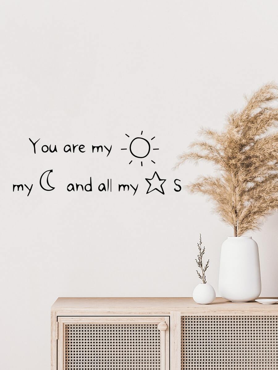 1pc Slogan Graphic Wall Sticker - Black - View 1