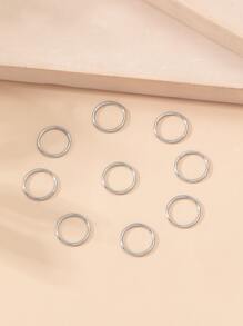 9 chiếc khuyên mũi bằng thép không gỉ màu bạc tối giản - Bạc - Xem 2