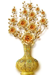 1入組花和花瓶圖案牆貼 - 彩色 - 查看 2