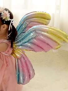 1 个天使翅膀气球，大尺寸全息彩色渐变蝴蝶翅膀气球，适合生日，男女通用