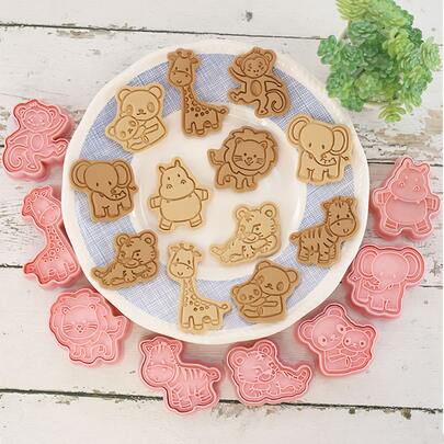 8pcs Cartoon Animal Shaped Cookie Stamp
