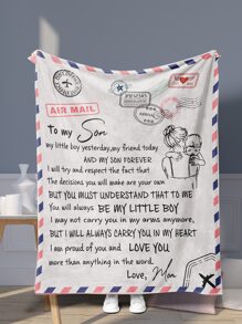 1 bucă pătură grafică cu slogan - Multicolor - Vizualizare 1