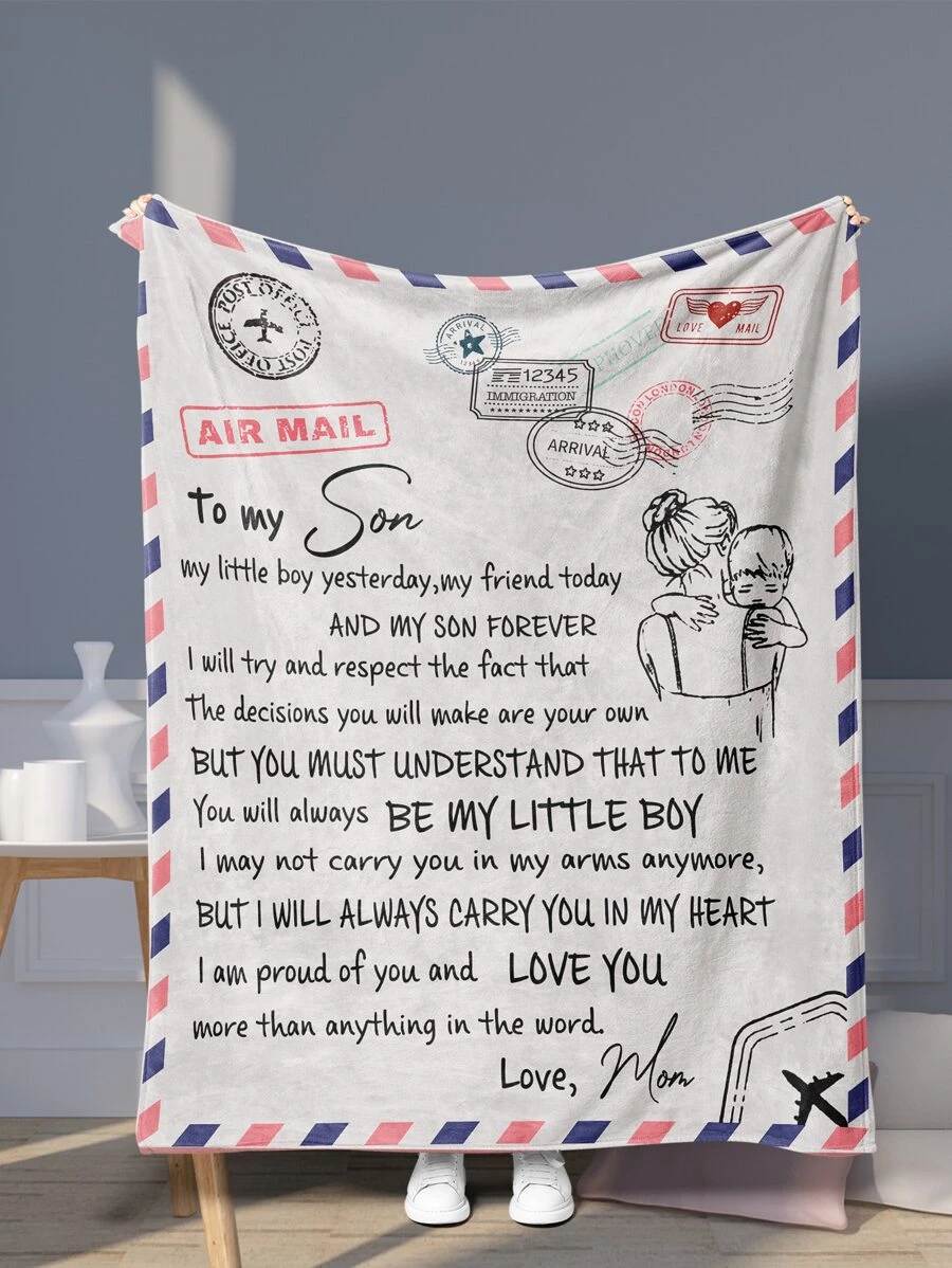 1 bucă pătură grafică cu slogan - Multicolor - Vizualizare 1