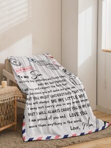 1 bucă pătură grafică cu slogan - Multicolor - Vizualizare 2