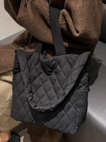 Bolso tote de hombro guateado - Negro - Ver 4