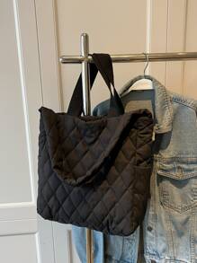 Bolso tote de hombro guateado - Negro - Ver 6